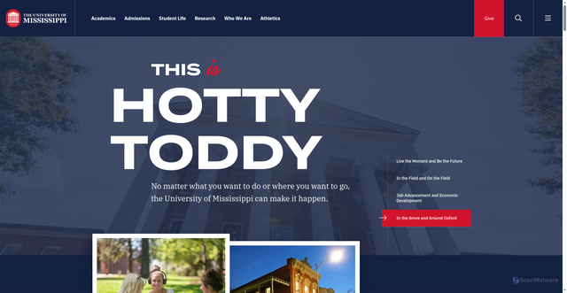 Security scan screenshot of https://olemiss.edu
