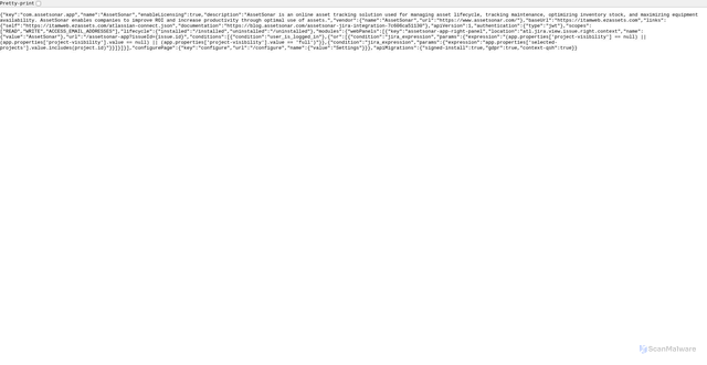 Security scan screenshot of https://itamweb.ezassets.com