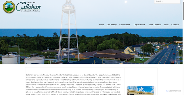 Security scan screenshot of https://www.townofcallahan-fl.gov/