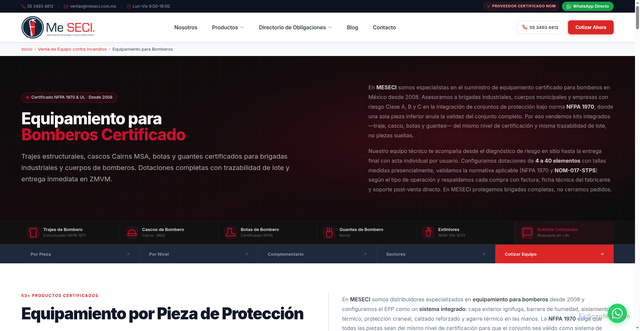 Security scan screenshot of https://meseci.pages.dev/equipamiento-para-bomberos