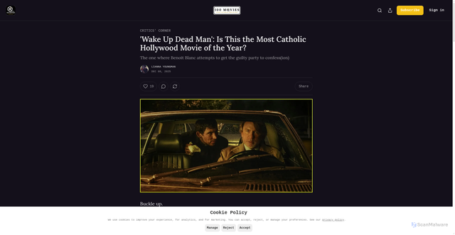 Security scan screenshot of https://100catholicmovies.substack.com/p/wake-up-dead-man-is-this-the-most