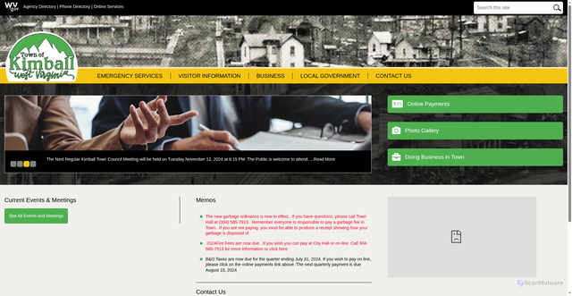 Security scan screenshot of https://kimball.wv.gov/Pages/default.aspx
