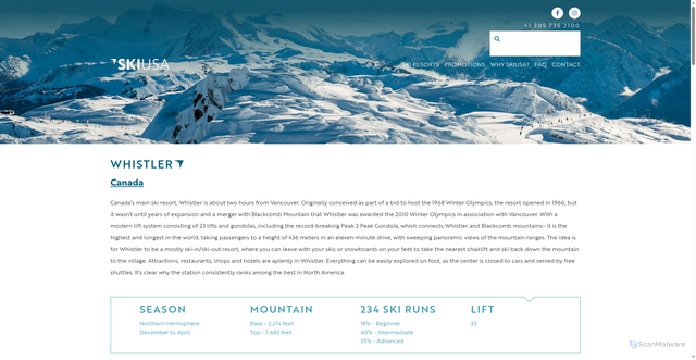 Security scan screenshot of https://skiusa.com/resorts/whistler