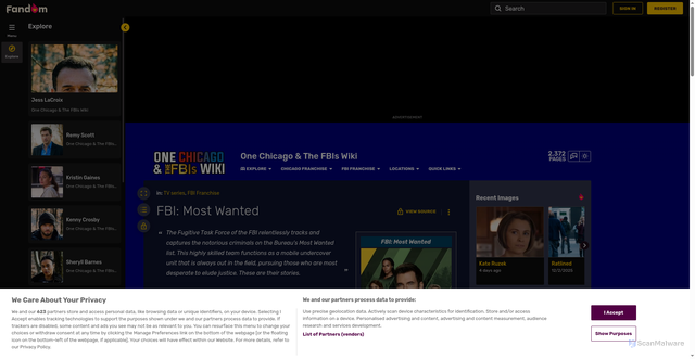 Security scan screenshot of https://one-chicago-fbi.fandom.com/wiki/FBI:_Most_Wanted