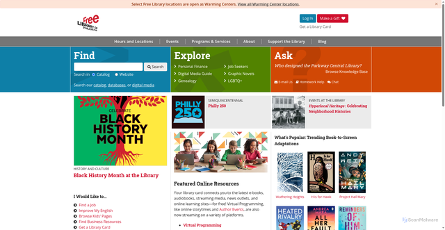 Security scan screenshot of https://freelibrary.org