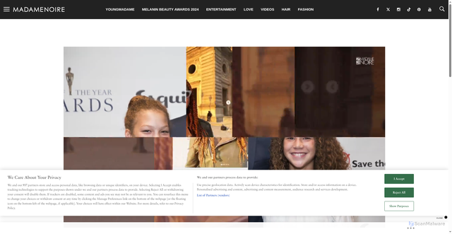 Security scan screenshot of https://madamenoire.com/videos/prayers-up-michael-strahan-shares-his-19-year-old-daughter-isabellas-brain-cancer/