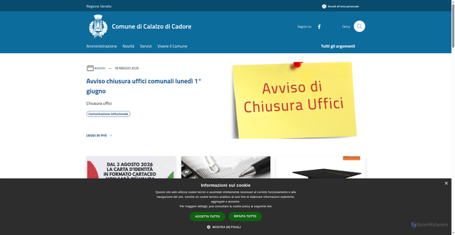 Security scan screenshot of https://www.comune.calalzo.bl.it