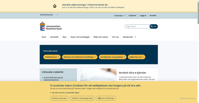 Security scan screenshot of https://www.lansstyrelsen.se/vasternorrland