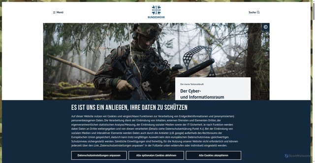 Security scan screenshot of https://www.bundeswehr.de/de/organisation/cyber-und-informationsraum