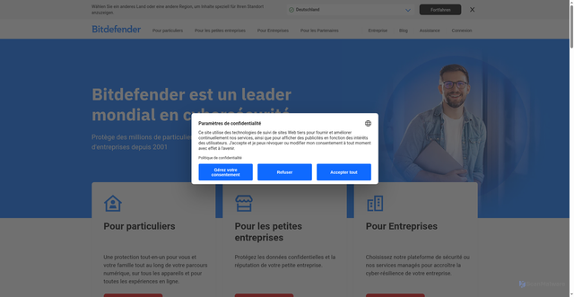 Security scan screenshot of https://www.bitdefender.fr