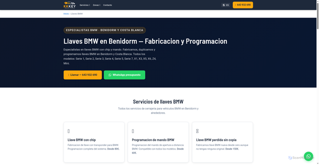 Security scan screenshot of https://kkkey-es.pages.dev/llaves-bmw/