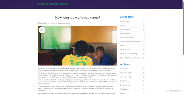Security scan screenshot of https://mkdonsclub.co.uk/how-long-is-a-world-cup-game