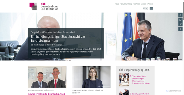 Security scan screenshot of https://www.dbb.de/