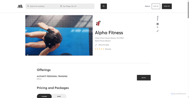 Security scan screenshot of https://www.mindbodyonline.com/explore/locations/alpha-fitness