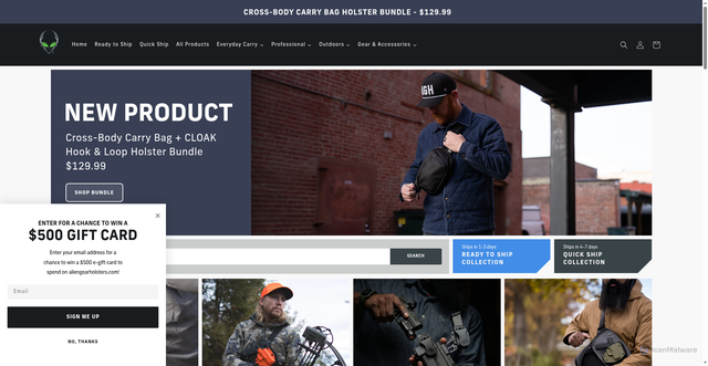 Security scan screenshot of https://aliengearholsters.com