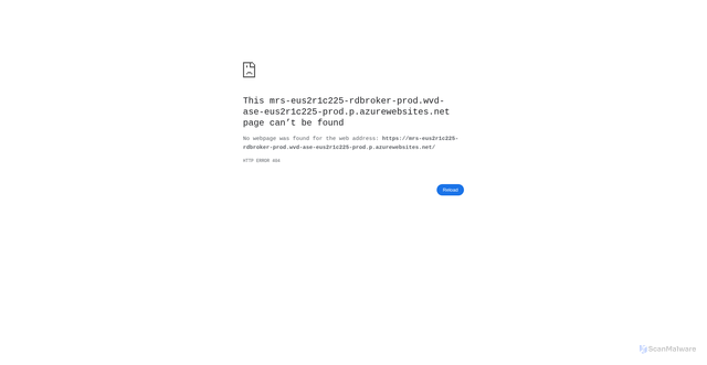 Security scan screenshot of https://mrs-eus2r1c225-rdbroker-prod.wvd-ase-eus2r1c225-prod.p.azurewebsites.net