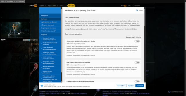 Security scan screenshot of https://poe2db.tw/Sceptres