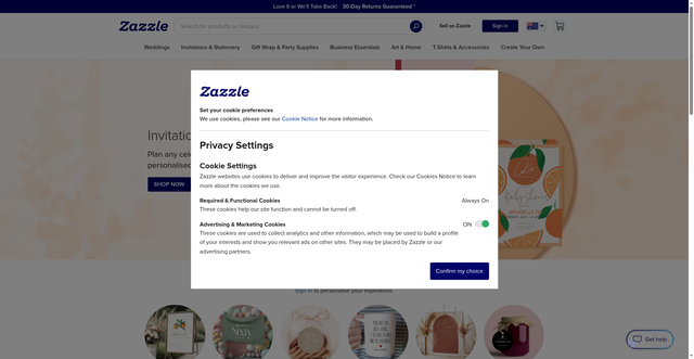 Security scan screenshot of https://zazzle.com.au