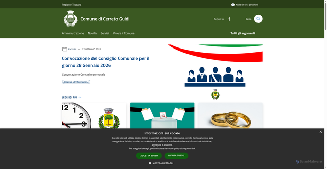 Security scan screenshot of https://www.comune.cerreto-guidi.fi.it/it
