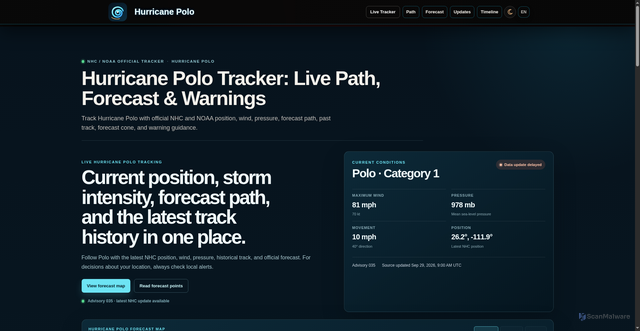 Security scan screenshot of https://hurricanepolo.org/