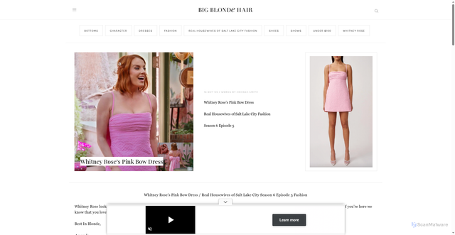 Security scan screenshot of https://www.bigblondehair.com/whitney-roses-pink-bow-dress/
