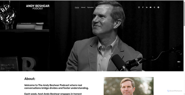 Security scan screenshot of https://www.andybeshearpodcast.com/