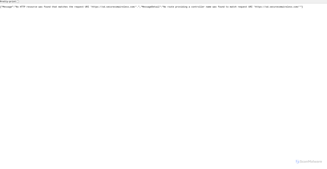 Security scan screenshot of https://od.securecomwireless.com