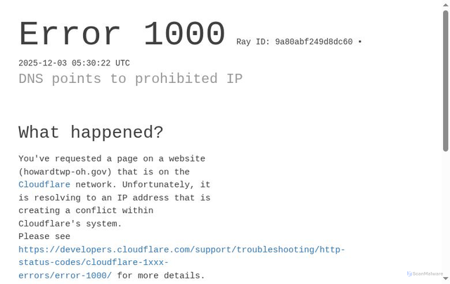 Security scan screenshot of https://howardtwp-oh.gov/