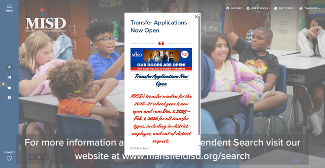 Security scan screenshot of https://mansfieldisd.org