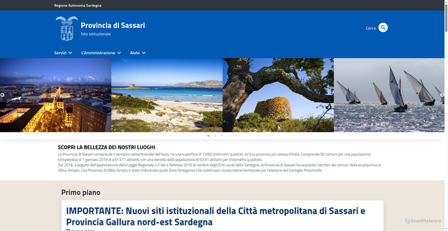 Security scan screenshot of https://www.provincia.sassari.it/