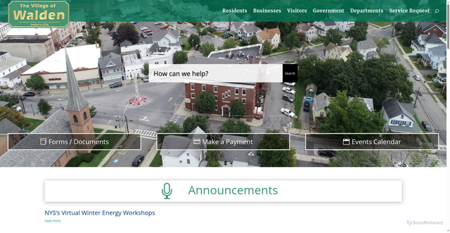 Security scan screenshot of https://villageofwaldenny.gov/