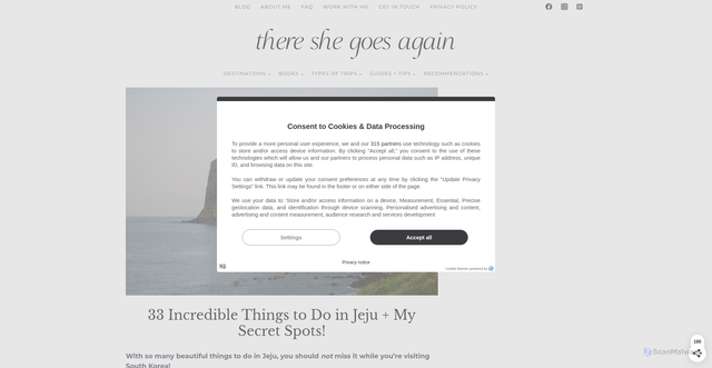 Security scan screenshot of https://thereshegoesagain.org/things-to-do-in-jeju/