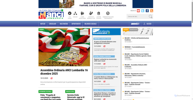 Security scan screenshot of https://anci.lombardia.it/