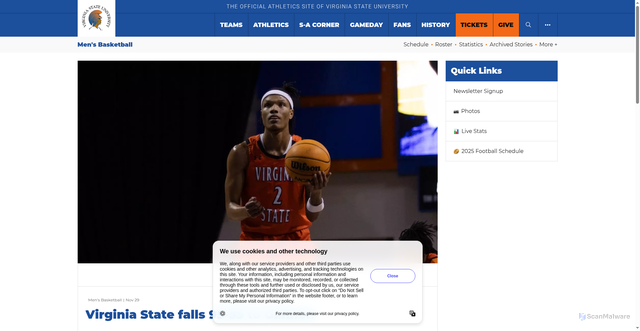 Security scan screenshot of https://govsutrojans.com/sports/mens-basketball
