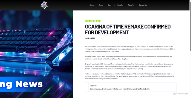 Security scan screenshot of https://www.skoar.gg/breaking-news/ocarina-of-time-remake-confirmed-for-development/