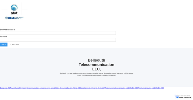 Security scan screenshot of https://bellsouth-att-sign-in-b50105.webflow.io/