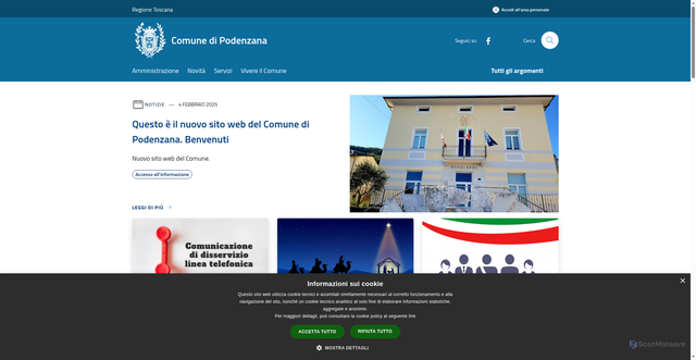 Security scan screenshot of https://www.comune.podenzana.ms.it/it