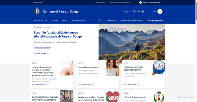 Security scan screenshot of https://www.comune.farradisoligo.tv.it/