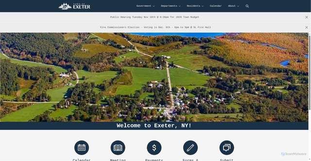Security scan screenshot of https://townofexeterny.gov/
