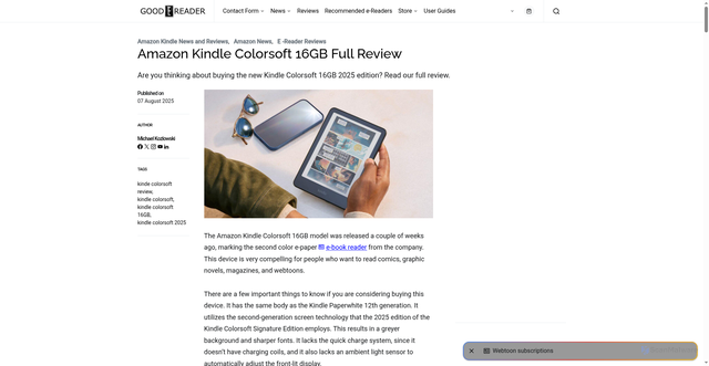 Security scan screenshot of https://goodereader.com/blog/kindle/amazon-kindle-colorsoft-16gb-full-review