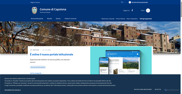 Security scan screenshot of https://www.comune.capolona.ar.it/