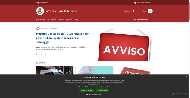 Security scan screenshot of https://www.comune.caselle-torinese.to.it/it