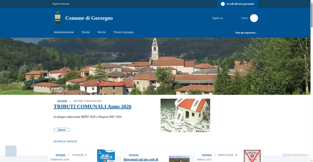 Security scan screenshot of https://www.comune.gorzegno.cn.it