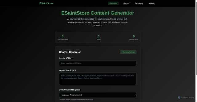 Security scan screenshot of http://esaintwp.store/