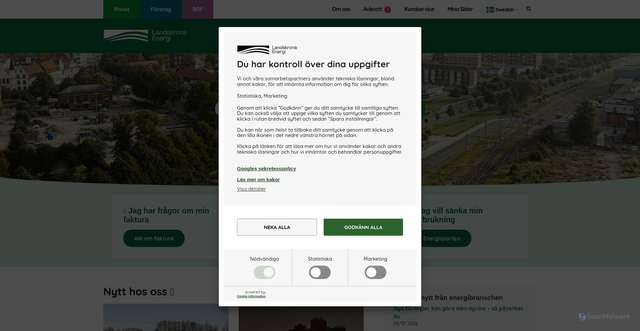 Security scan screenshot of https://Landskronaenergi.se