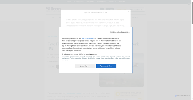 Security scan screenshot of https://www.silicon.co.uk/e-innovation/two-jfk-flights-run-drones-173985