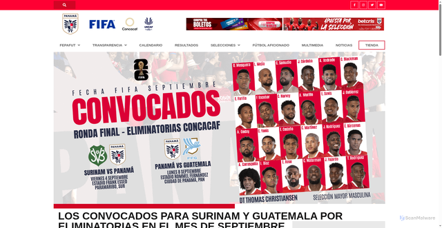 Security scan screenshot of https://www.fepafut.com/blog/2025/08/28/los-convocados-para-surinam-y-guatemala-por-eliminatorias-en-el-mes-de-septiembre/