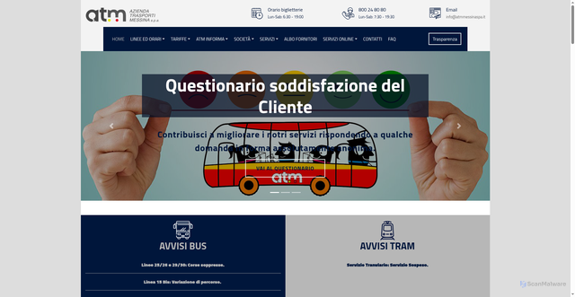 Security scan screenshot of https://www.atmmessinaspa.it/