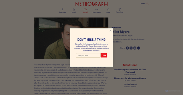 Security scan screenshot of https://metrograph.com/mikemyers/