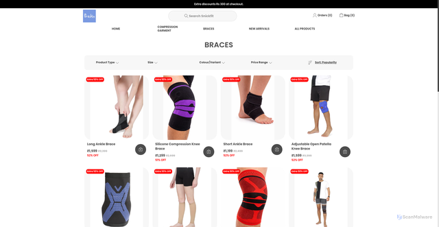 Security scan screenshot of https://snickfit.store/collection/chTjpxq1